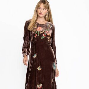 Johnny Was Vevlet Embroidered Butterfly Effortless Luciana Midi Dress XL NWT
